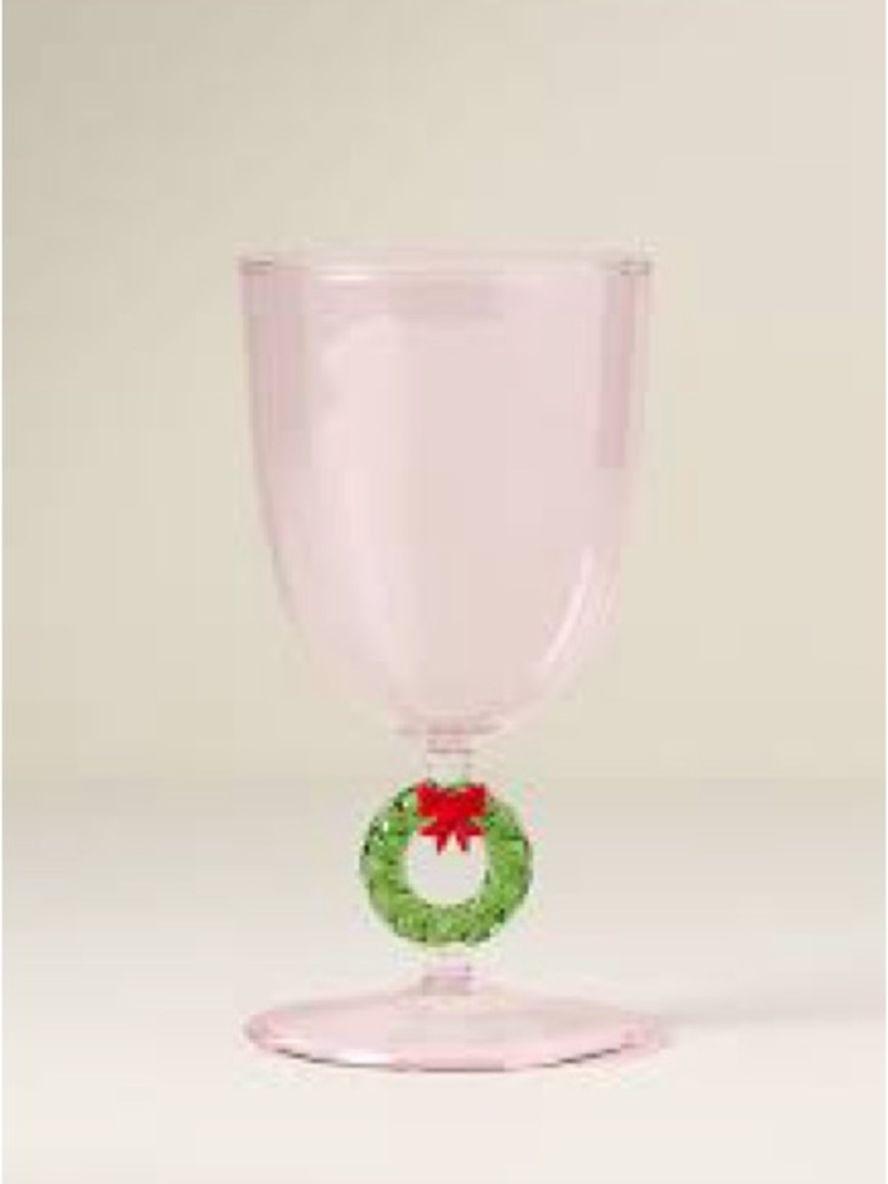 Anthropologie Clara 1 pcs Pink Stemmed Glass with Festive Wreath Accent